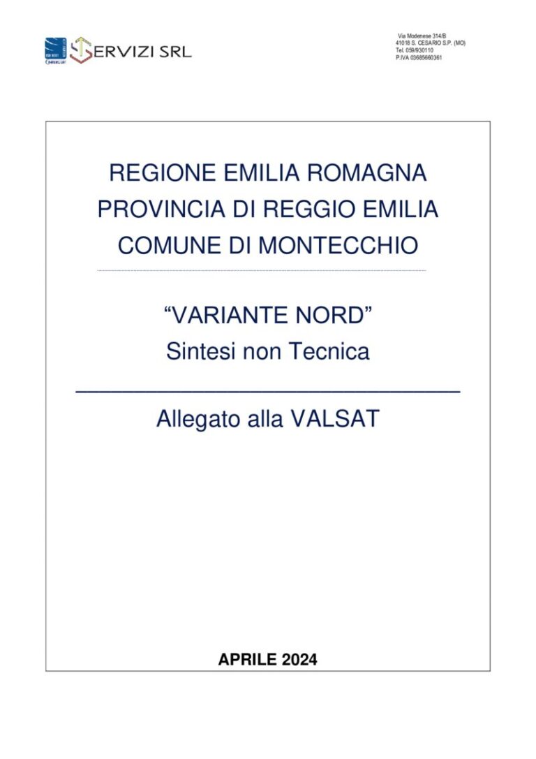 Anteprima di R03 Rev.1.e – Sintesi non tecnica VALSAT Variante Nord